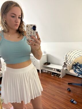 Athleta White Pleated Mini Skirt
